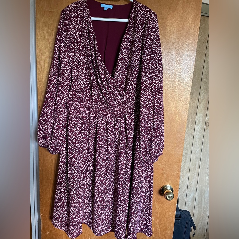 Draper James Burgundy Long Sleeve Dress